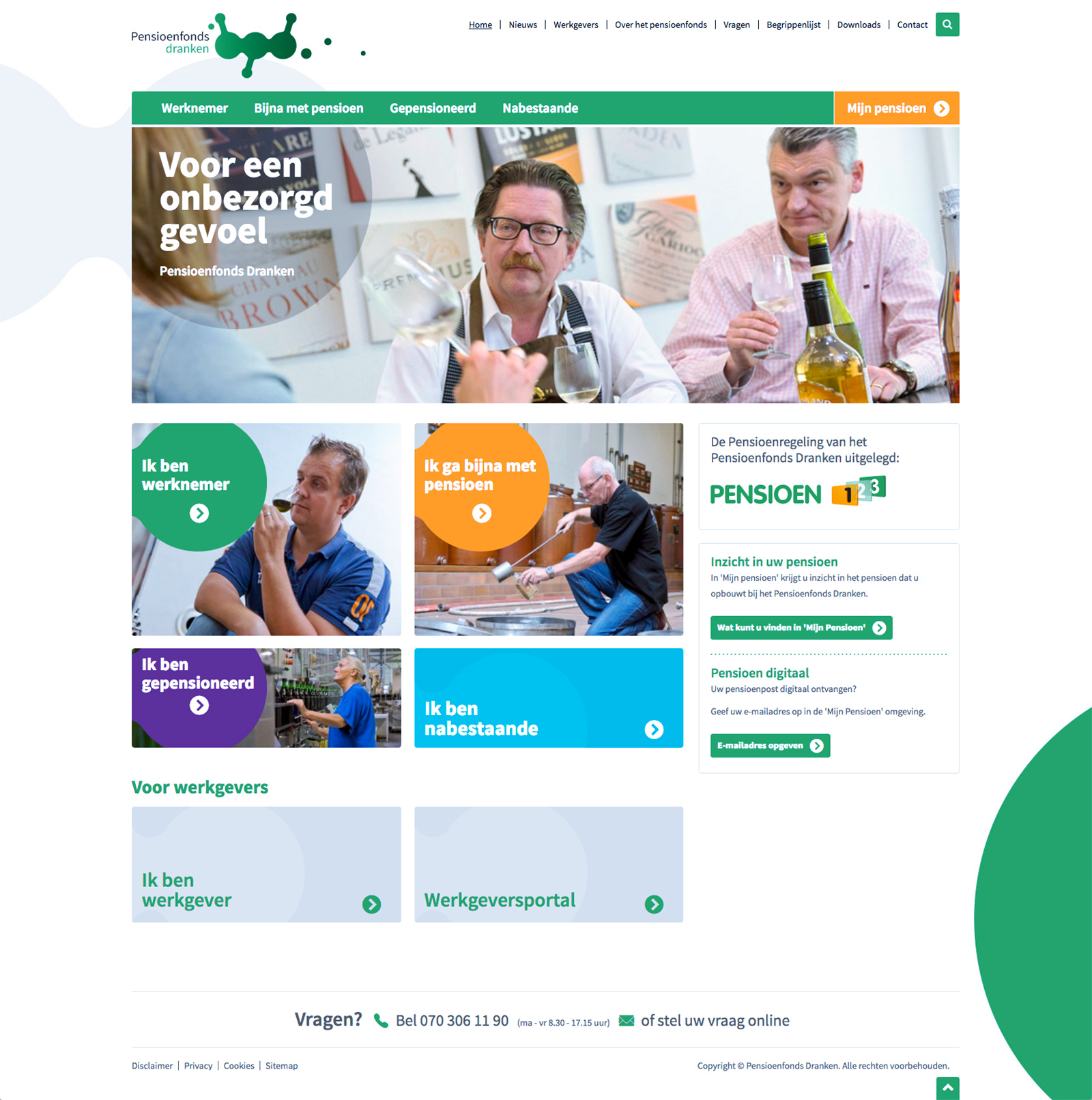 Design website pensioenfonds dranken homepage